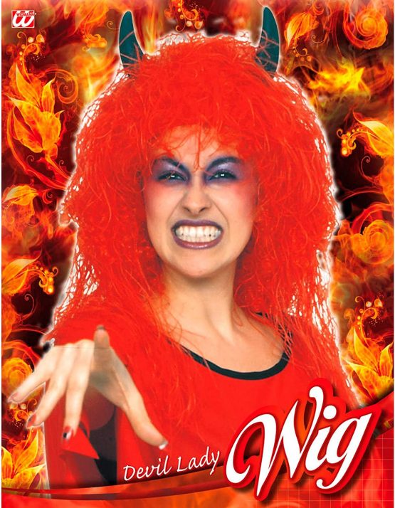 Ladies Lady Devil In Box Wig for Hair Accessory Fancy Dress - Image 2