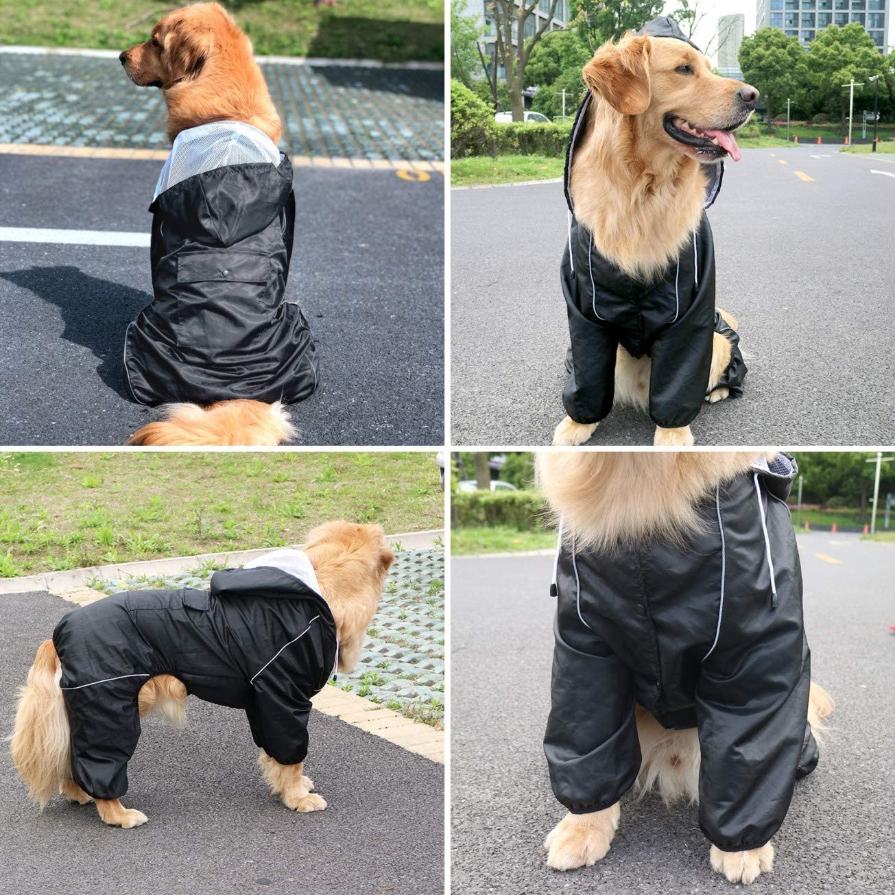 Idepet Raincoat with Hood & Collar Hole
