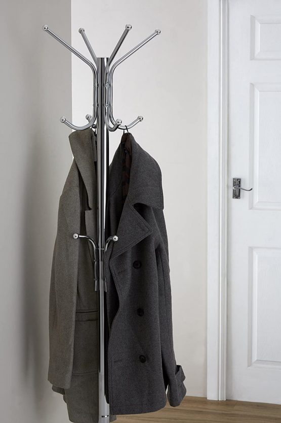 Premier Housewares Floor Standing Coat Stand, 178 cm - Chrome - Image 3