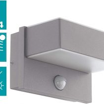 EGLO Azzinano LED Outdoor Wall Light 2-Bulb with Motion Sensor Steel and Plastic Silver / White IP44