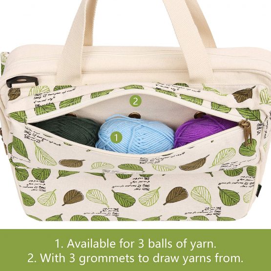 Lavievert Knitting Tote Bag Yarn Storage Bag for Carrying Projects, Knitting Needles, Crochet Hooks and Other Accessories - Image 3