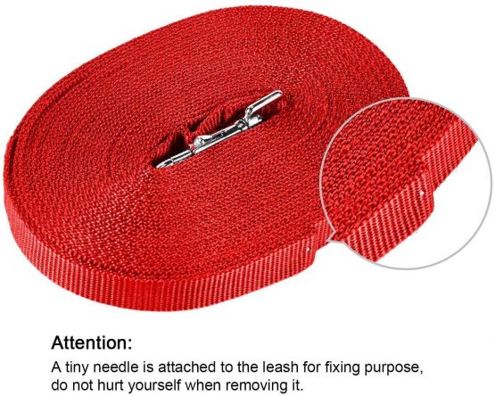 HAPPY HACHI Dog Training Lead Leash, Long Dog Line Nylon Cotton Webbing Recall Rope Leash for Pet Tracking Training Recall Obedience (33m/100ft,Red) - Image 3