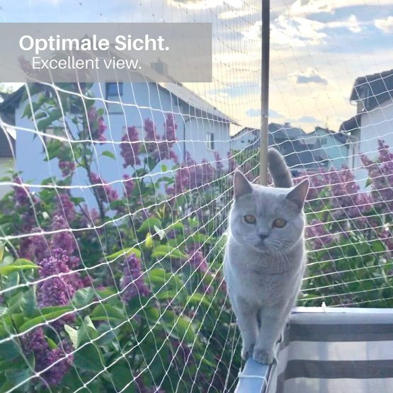 PiuPet® Cat Safety Net (transparent) incl. 15m fastening rope, Protective Net for Balcony & Window (4 x 3 m) - Image 3