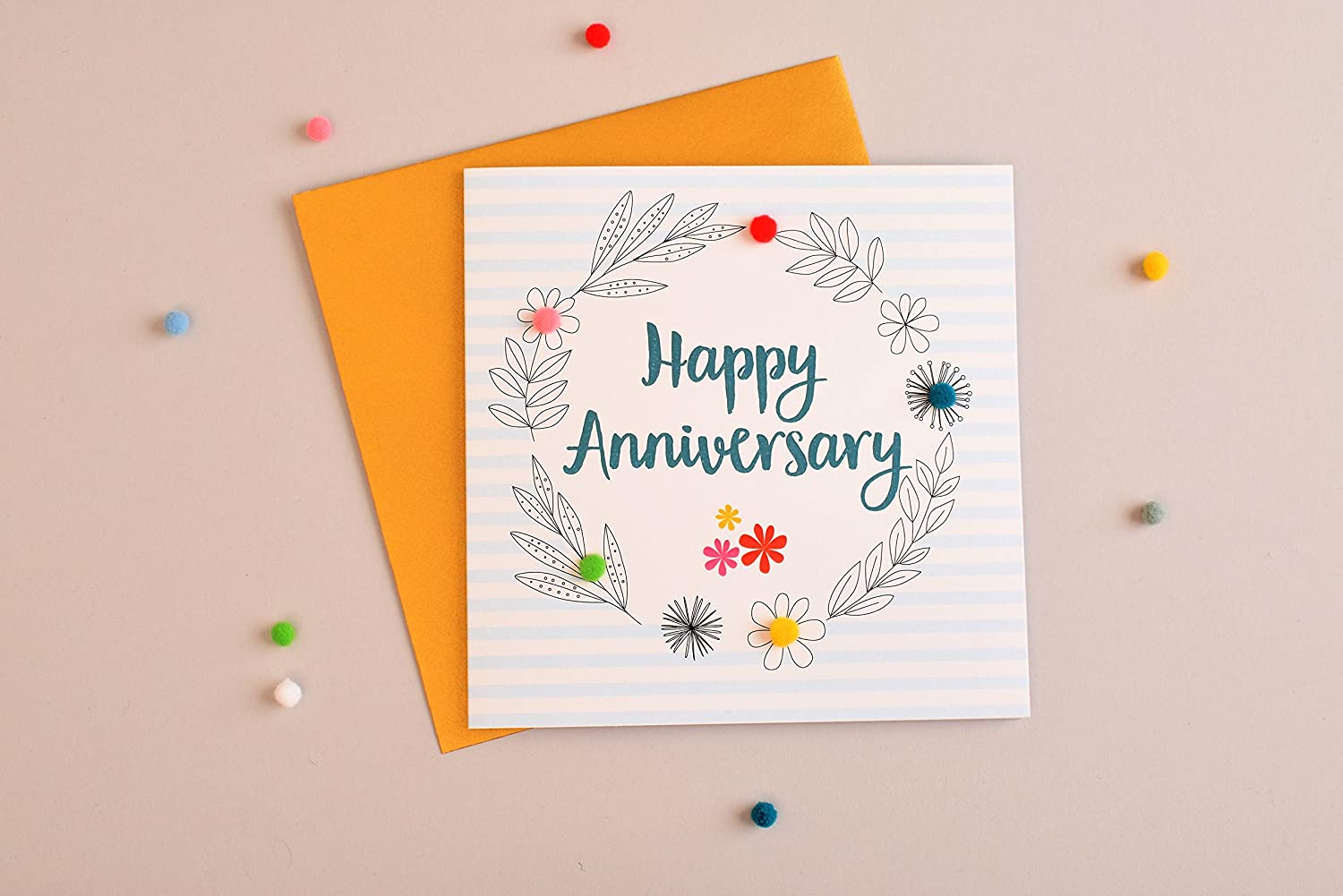 Claire Giles Greeting Cards, Wedding Anniversary Card, Flower Circle Design Wedding Congratulations Greeting Card - Image 3