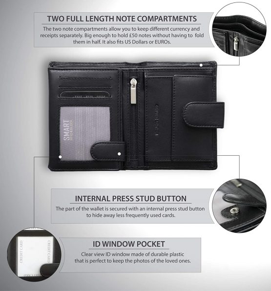 KORUMA Quality RFID Blocking Leather Men Wallet with Coin Pocket (Black) - Image 3