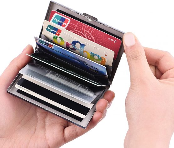 RFID Slim Metal Credit Card Holder Wallet for Ladies and Men,Credit Card Caes for Against Electronic Pickpockets & Identity Theft. (Blue) - Image 2