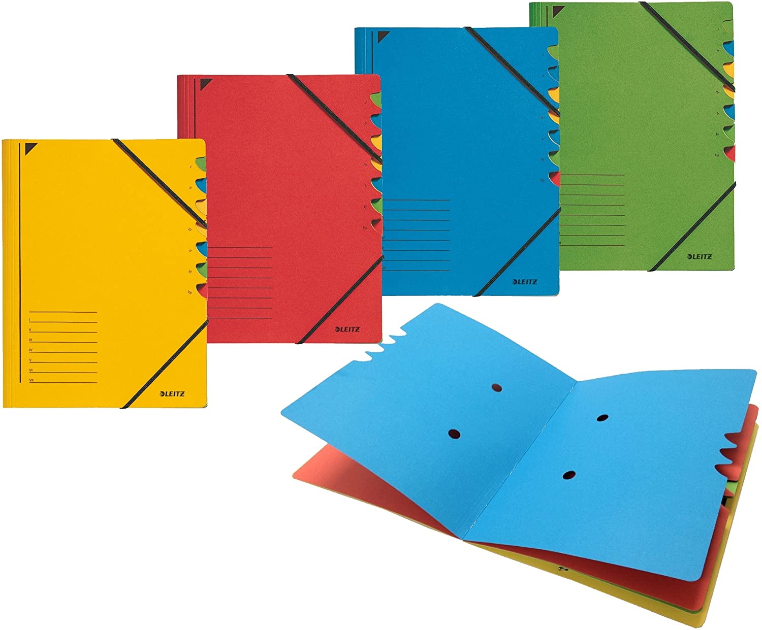 Leitz 39070015 Index File 7 Compartments Coloured Chipboard Yellow, 245 x 320 mm für DIN A4 - Image 2