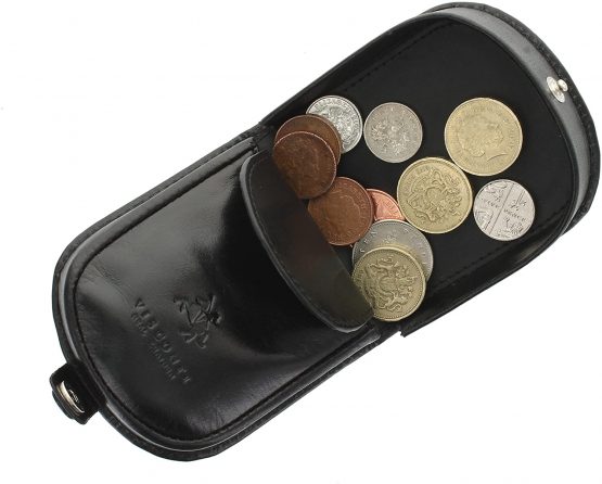 Visconti Monza Collection Vegetable Tanned Leather Tray Coin Purse TRY5 Black