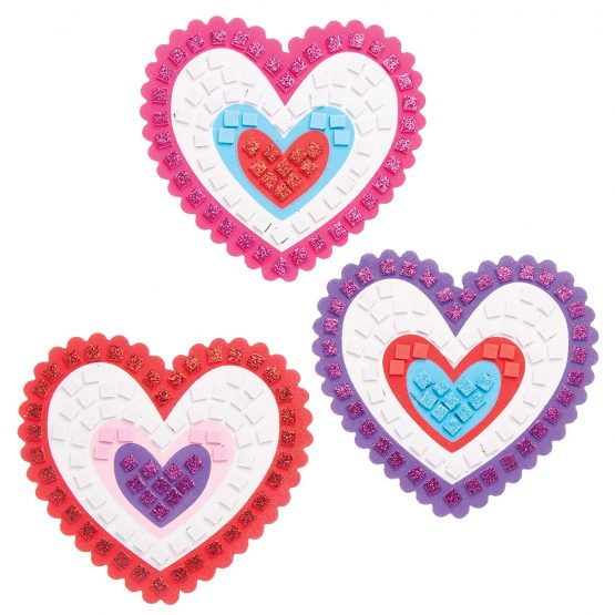 Baker Ross AT540 Mosaic Heart Coaster Kits - Pack of 6, Creative Valentine's Day Art and Craft Supplies for Kids to Make and Decorate - Image 4