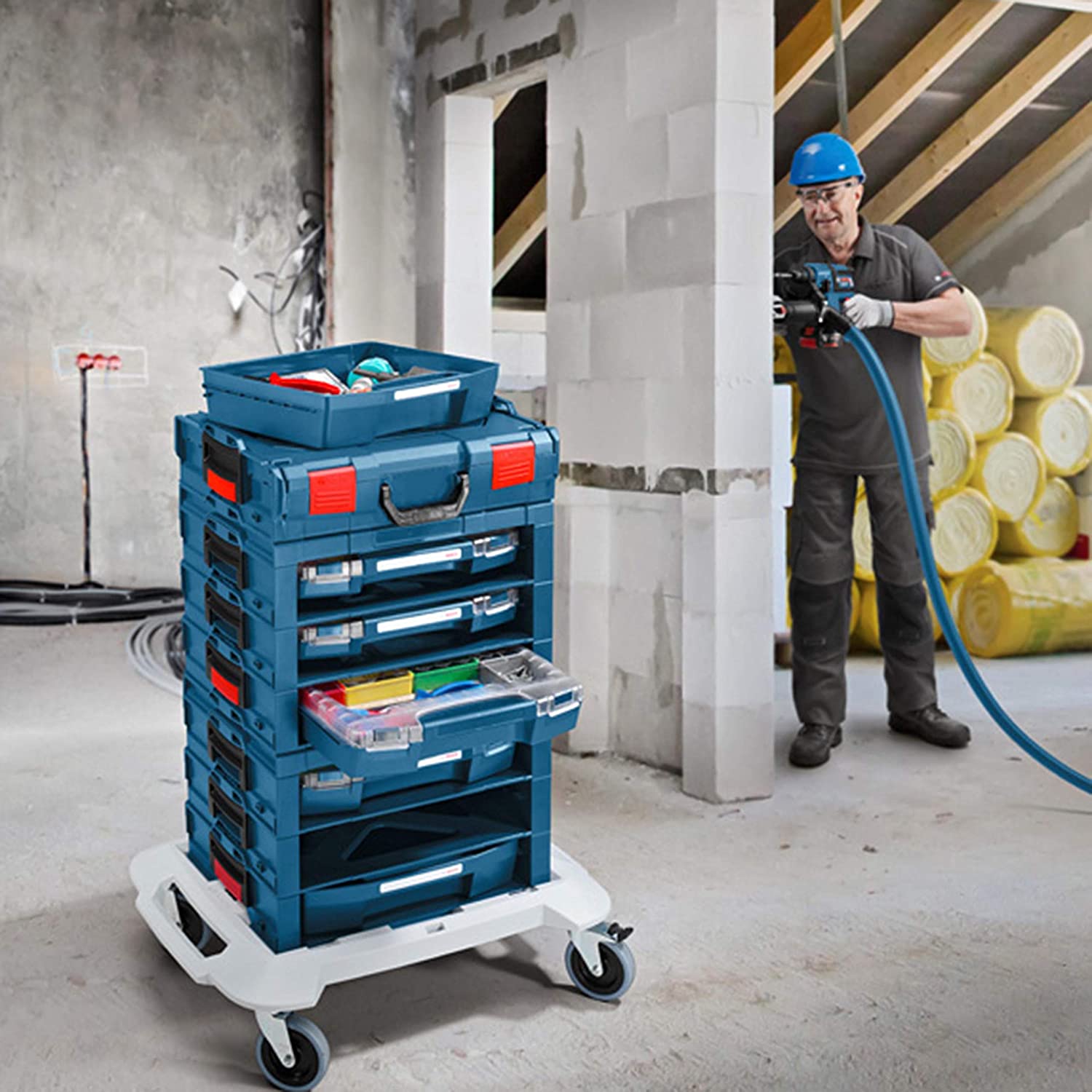 Bosch Professional roller for L-BOXX, LS-BOXX and i-BOXX rack system, Blue, 140.576 liters - Image 2