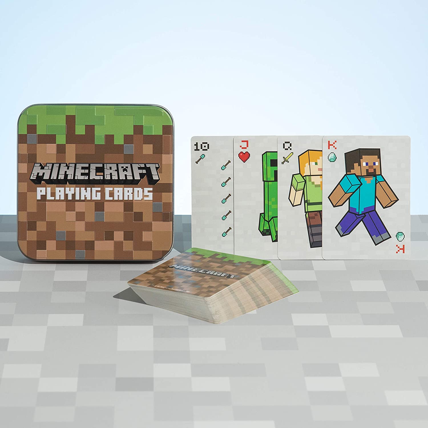 Minecraft Playing Cards with Embossed Storage Tin Officially Licensed Standard Deck with Featured Characters - Image 3