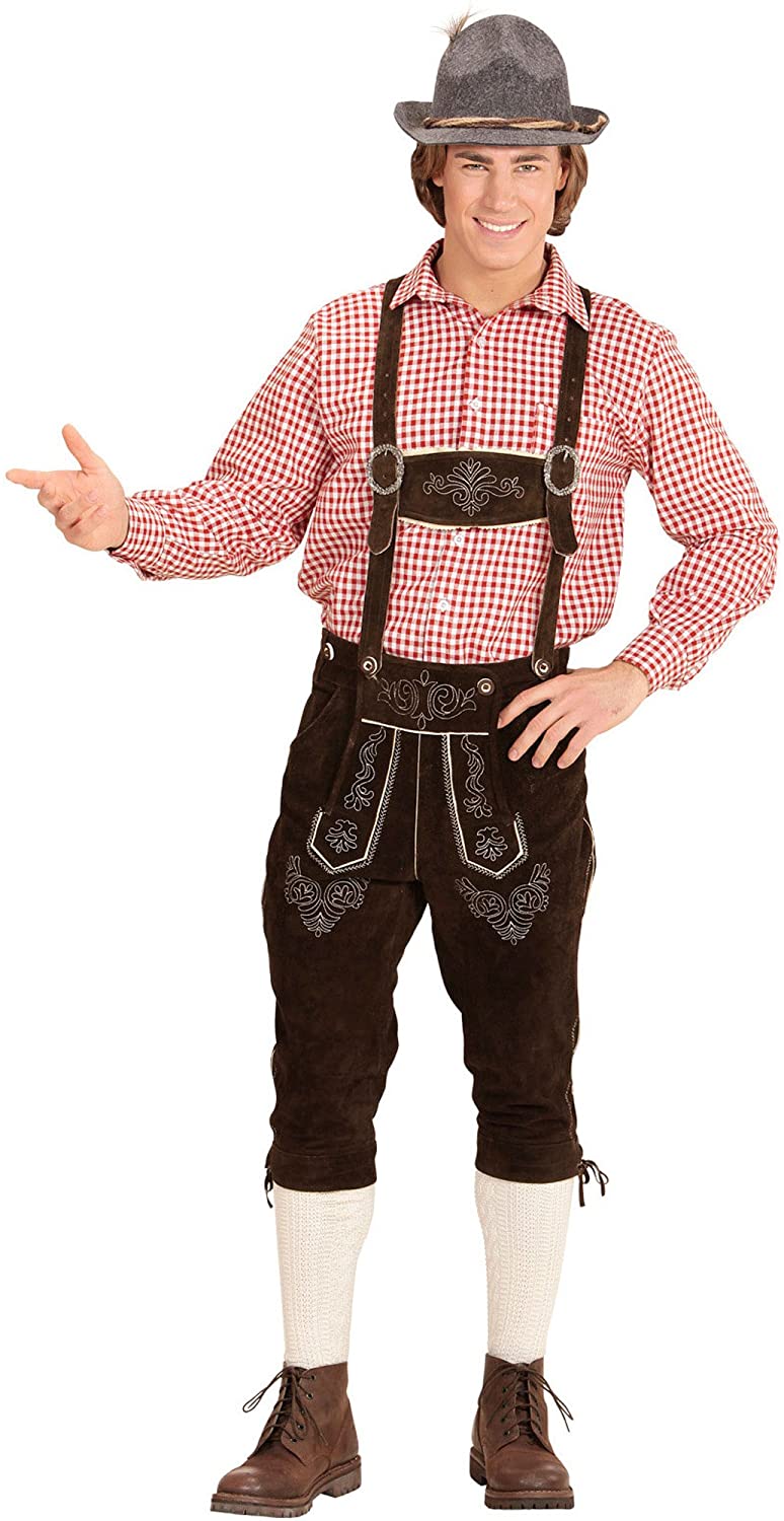 Widmann Bavarian Shirt for Adults Red and White Checked, Long Sleeve Oktoberfest Costume Top, Size XL - Image 4