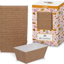 Mini Loaf Cake Cases for Disposable Baking Moulds for Cakes, Bread and Muffins in Paper Brown Moulds (25 Pack)