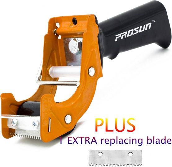 Packing Tape Dispenser, Lightweight Ergonomic Industrial Heavy Handheld Duty Tape Cutter for Carton, Packaging and Box Sealing, with Extra Blade 48mm/50mm (2 Inch) (Orange)