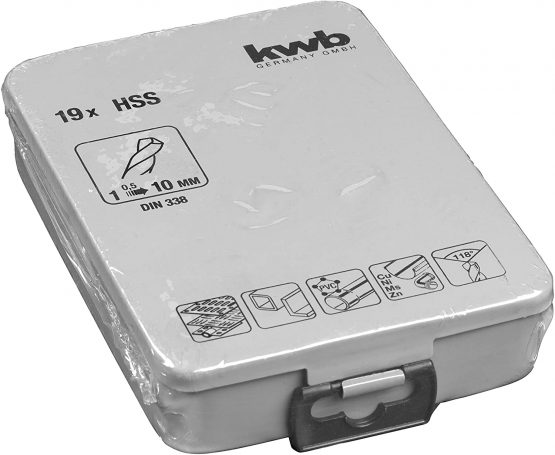 kwb 421944 HSS Drill Set, 19 Pieces, Ø 1 to 10 mm (Pitch 0.5 mm) in Metal Cassette - Image 2