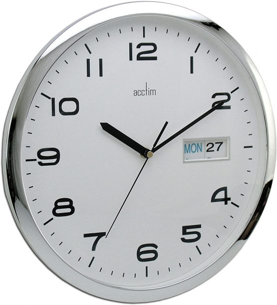 Acctim 21027 Supervisor Wall Clock, Chrome/White, 320 mm