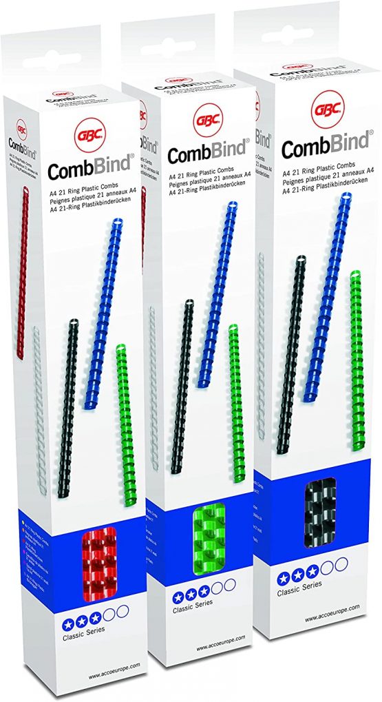 GBC CombBind Binding Combs 8mm A4 White (45 Sheets Capacity, Pack of 25)