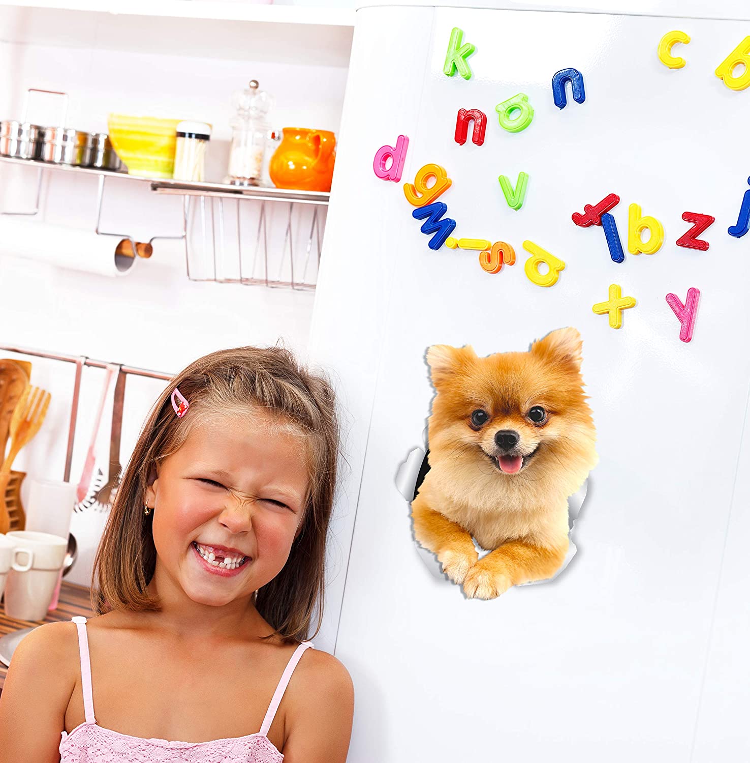 Winston & Bear Cute Pomeranian Dog Wall Decals, 2 Pack, German Spitz Dog Toilet Sticker, 3D Dog Car Window and Bumper Sticker - Image 2