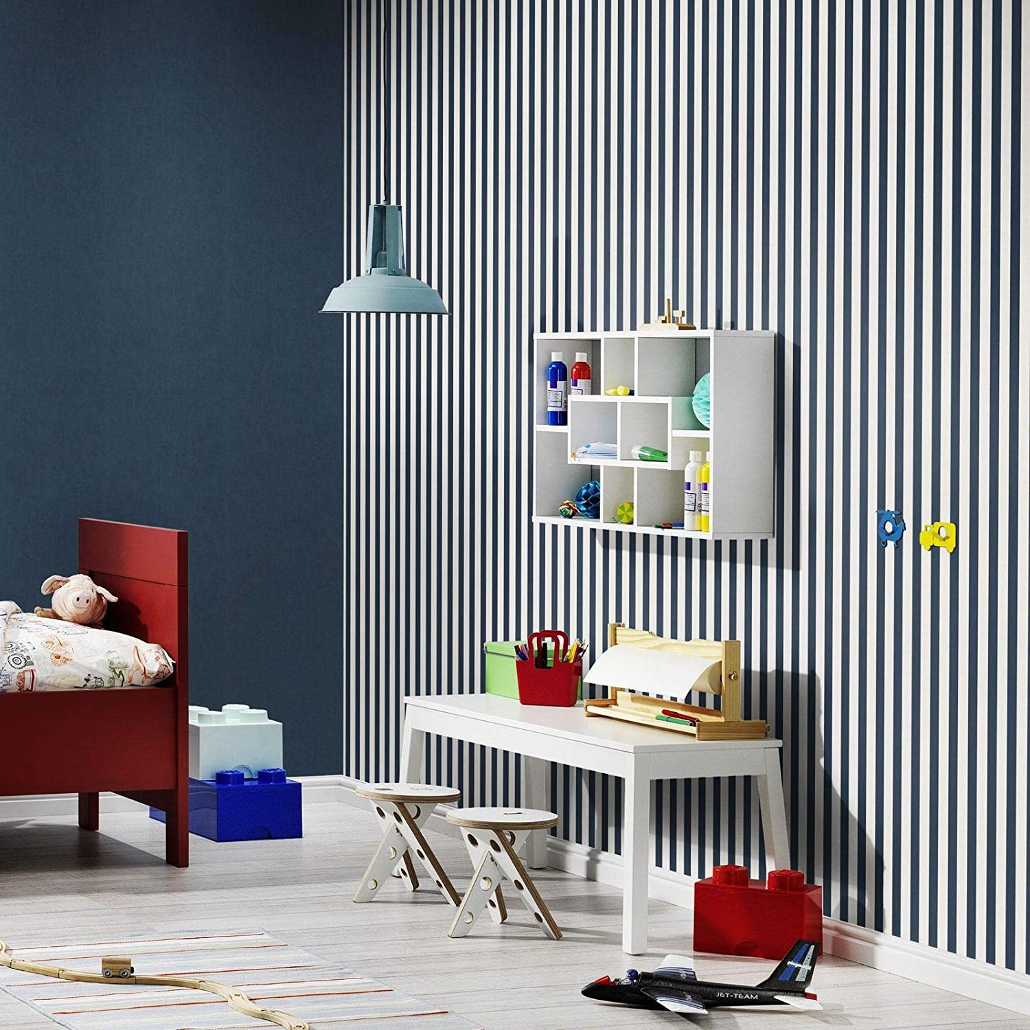 Rasch Tapeten Papiertapete (Child-Friendly) White Blue 10, 05 m x 0, 53 m Bambino XVIII 246049, 53 x 53 cm - Image 2