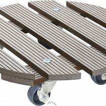 WAGNER Plant trolley WPC Ø 29 x 7 cm I Plant & Flower trolley for indoor + outdoor use I Container trolley made of FSC® wood plastic composite, taupe I 2 breaks I Load capacity 100 kg - 20053601