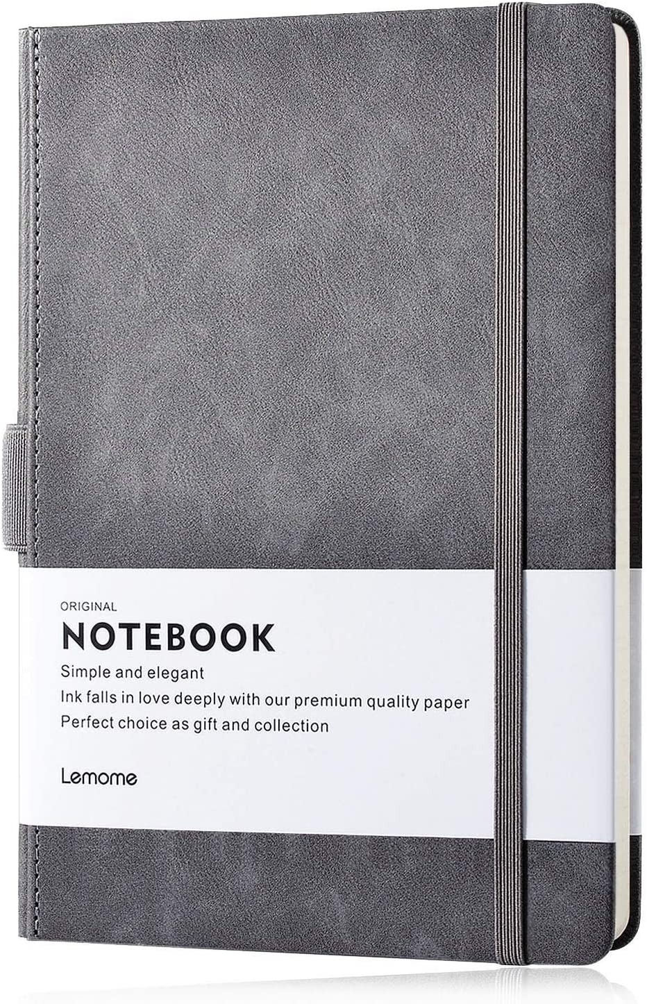 Lemome Thick Classic Notebook with Pen Loop, A5 Wide Ruled Hardcover Writing Notebook with Pocket + Page Dividers Gifts