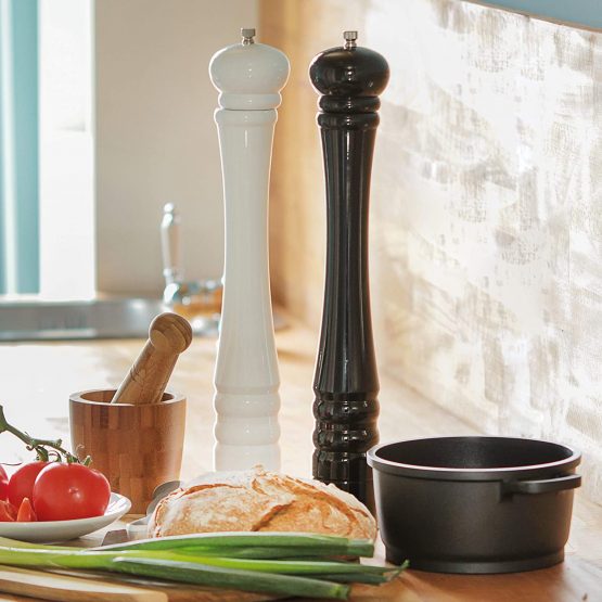 Relaxdays Wooden Pepper Mill, Ceramic Grinding Mechanism, Large, Size: 40 x 6 x 6 cm, Classic Design, Black, Wood, 5.5 x 5.5 x 39.5 cm - Image 2