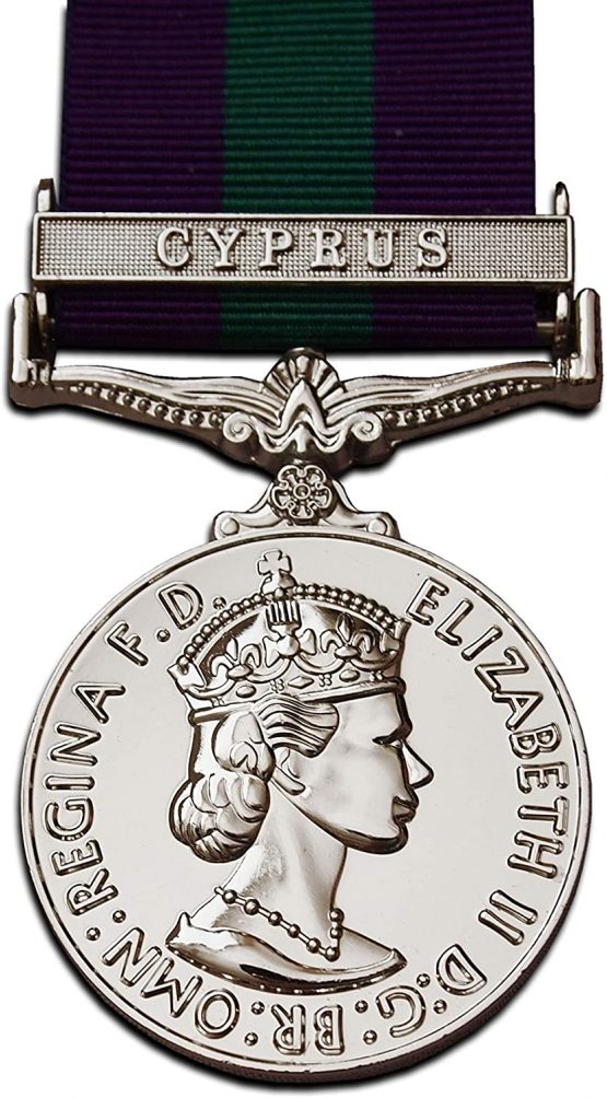 Trikoty General Service Medal with Cyprus Clasp Full Size GSM 1918-62 ER II REPRO Military