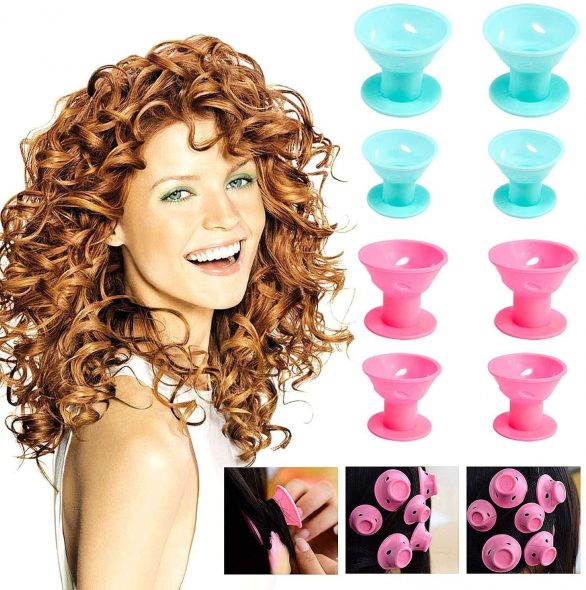 Silicone Hair Curlers Set,WolinTek 30 Pcs Pink Magic Hair Rollers,Include 20pcs Large Silicone