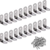 Corner Bracket 90 Degree Right Angle Brackets Stainless Steel Angle Support Corner Braces with Screws for Desk Table Shelf 20 Pack Silver 20 * 20mm