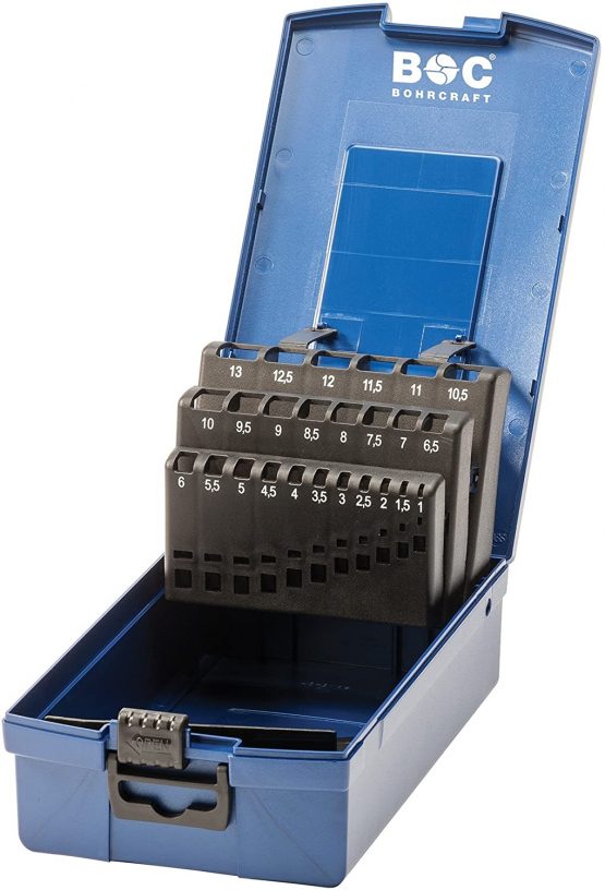 Bohrcraft 00811520025 Industrial Plastic Box Dark Blue KR 13 Empty 25 Pieces for HSS Twist Drill DIN 338
