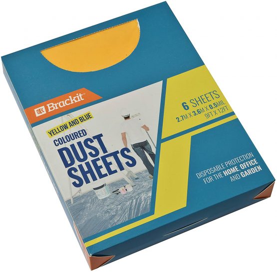 Brackit Premium Lightweight Disposable Yellow & Blue Coloured Dust Sheets - 6-Pack 3.6m x 2.7m (12x9ft) - Polythene Dustproof Waterproof Sheets - Image 3