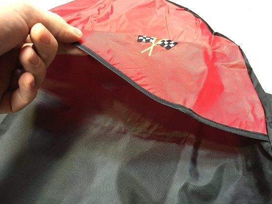 XtremeAuto® Waterproof FRONT Seat Covers with Chequered Flag Logo (Red) - Image 3