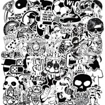 Stickers [240 pcs], Black White Graffiti Vinyl Stickers for Laptop Cars Motorcycle Bicycle Skateboard Luggage Bumpers Helmet Window Cellphone notebook Guitar Skateboard Snowboard Wall Decals……