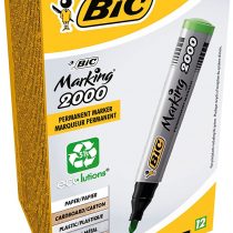BIC Marking 2000 ECOlutions Permanent Bullet Tip Markers - Green, Box of 12