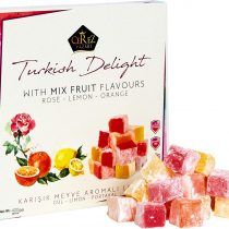 Cerez Pazari Turkish Delight with Fantastic Rose,Orange and Lemon Mix Flavors 454g (No Nuts) Luxury Lokum Candy Dessert Gourmet Box