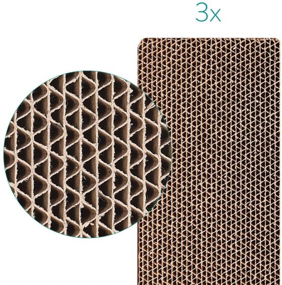 Navaris Cat Scratching Board Set - Narrow Scratch Boards for Scratching/Stretching Made of Cardboard for Small and Large Cats - 41x13x3cm (Set of 3) - Image 3