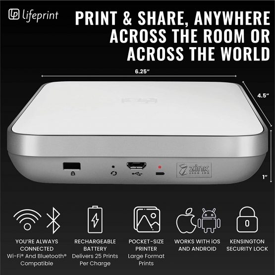 Lifeprint 3x4.5 Portable Photo and Video Printer for iOS and Android devices. Make Your Photos Come to Life w/Augmented Reality - White - Image 4