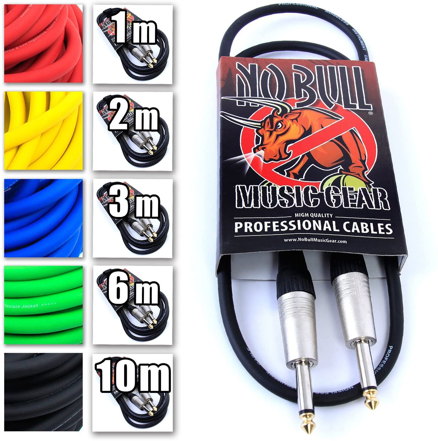 Premium Guitar / Instrument Cable (Black, 3ft / 1m, Straight Plugs)