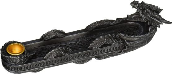 Design Toscano Dragon of Trelawny Manor Gothic Incense Burner and Candle Holder Statue, 25.5 cm, Polyresin, Grey Stone