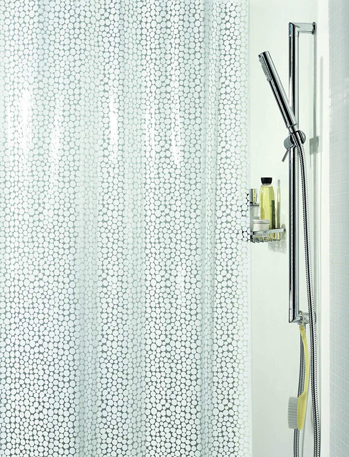 Spirella Galet PEVA Plastic Shower Curtain Opaque, 180 x 200 cm, White, Galet White, W 70.9" x L 78.7" (1 Panels)