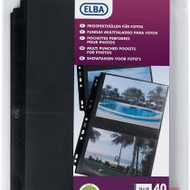 Elba Pack of 10 A4 Polypropylene Special Punched Pockets for Photos - Holds 80 Photos 4 Photos par pochette Black