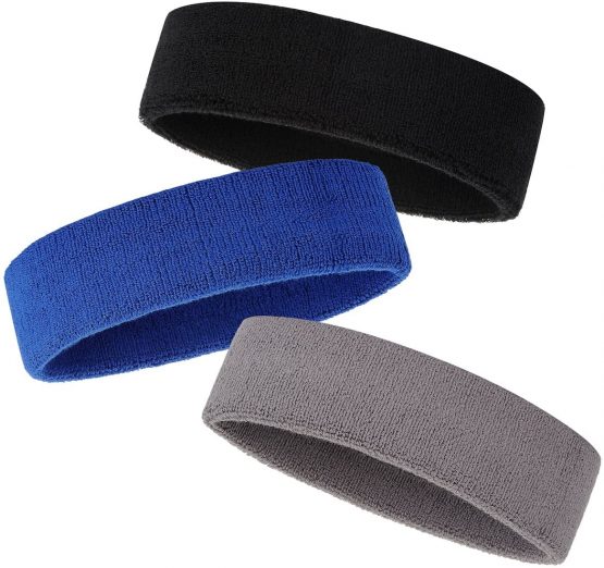 ONUPGO Sweatband Headband for Men & Women - 3PCS Sports Headbands Moisture Wicking Athletic Cotton Terry Cloth Sweatband Sweat Absorbing Head Band - Image 4