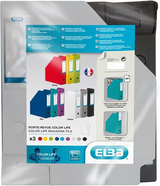 Elba Color Life Urban Set of 3 PVC Magazine Files 7 cm Spine White/Grey/Black - Image 2