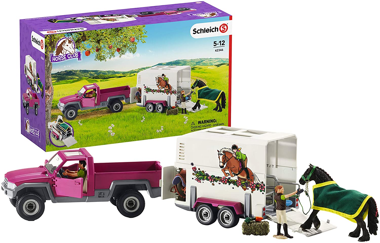 SCHLEICH 42346 Horse Club Pk Up with Horse Box, Multicoloured, 51,5 x 14,5 x 12,5 cm