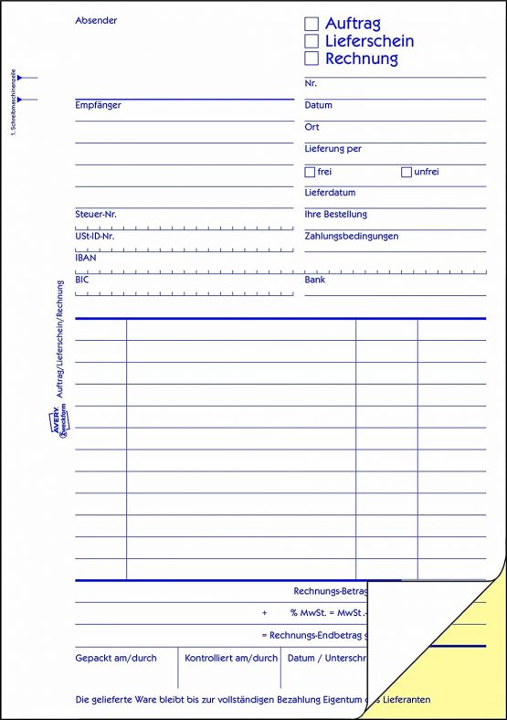 Avery Zweckform 1739 Auftrag/Lieferschein/Rechnung, DIN A5, selbstdurchschreibend, 2 x 40 Sheets, White, Yellow 2 x 40 Blatt - Image 2