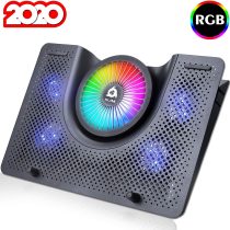 KLIM Nova + Laptop Cooling Stand with RGB backlighting + 11" - 19" + Gaming Laptop Cooling Pad For Desk + USB Powered Fan with metal grid + Stable And Silent + Compatible Mac And PS4 + NEW 2021