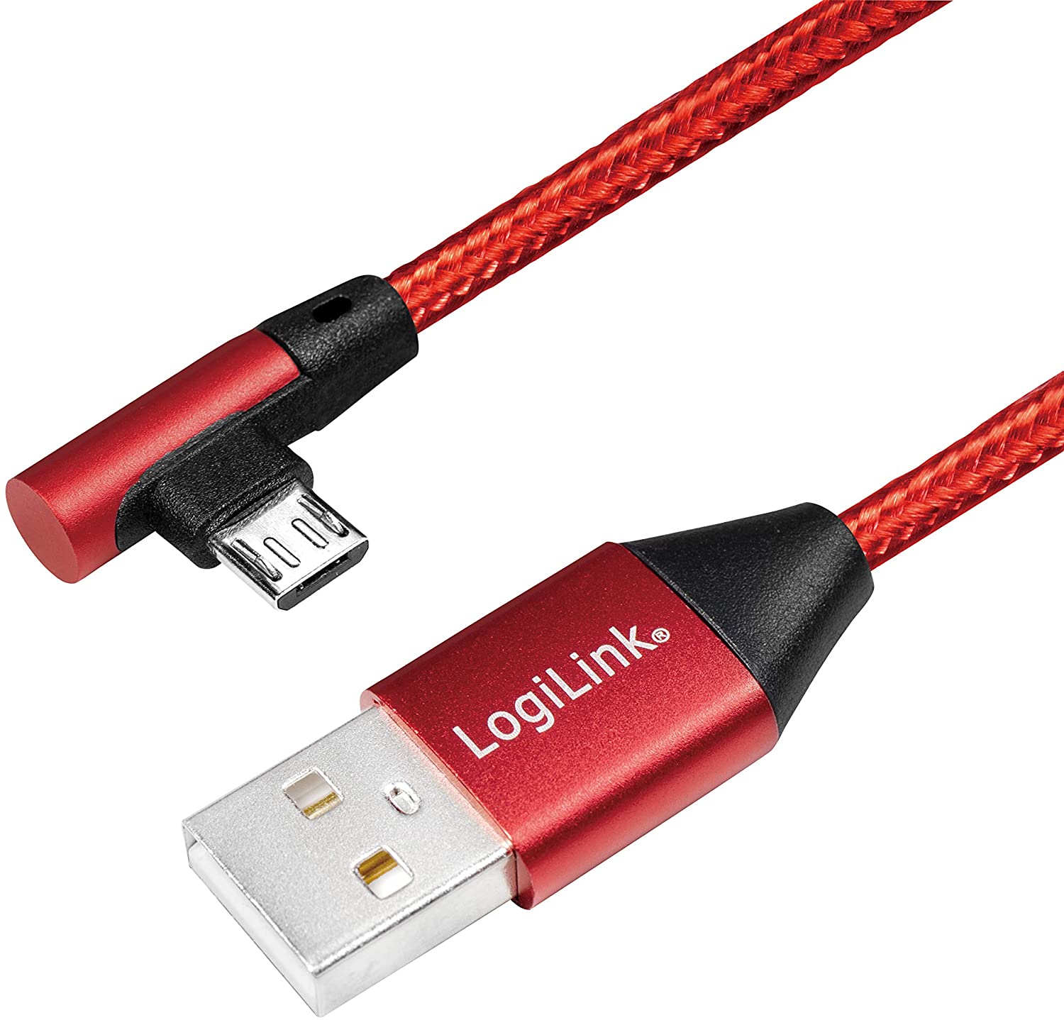 LogiLink USB 2.0 Connection Cable USB (Type A) to Micro-USB 90° Angled Red 0.3 m, 0,3m