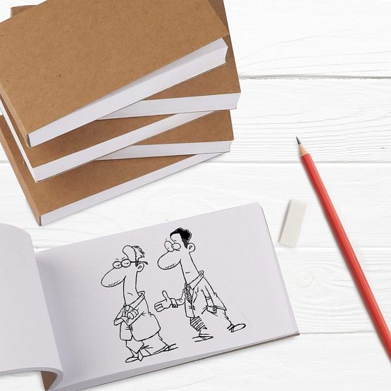 Belle Vous Blank Kraft Flip Book (6 Pack) - 11.5 x 6.5cm/4.53 x 2.56 Inches - 180 Pages (90 Sheets) No Bleed Sketchpad Paper - Small Cartoon Animation Creation, Drawing & Sketching Flipbook Notepad - Image 4