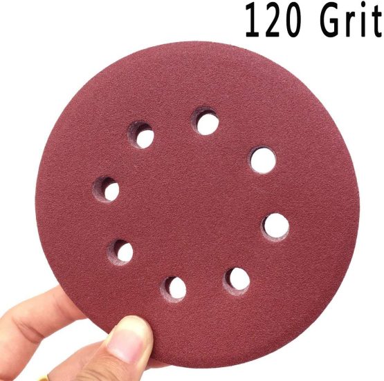 50PCS Sanding Discs Pads 120 Grits 5 Inch Hook and Loop 8-Holes Sandpaper Assorted for Random Orbital Sander - Image 3