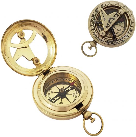 The New Antique Store Push Button Brass Pocket Compass